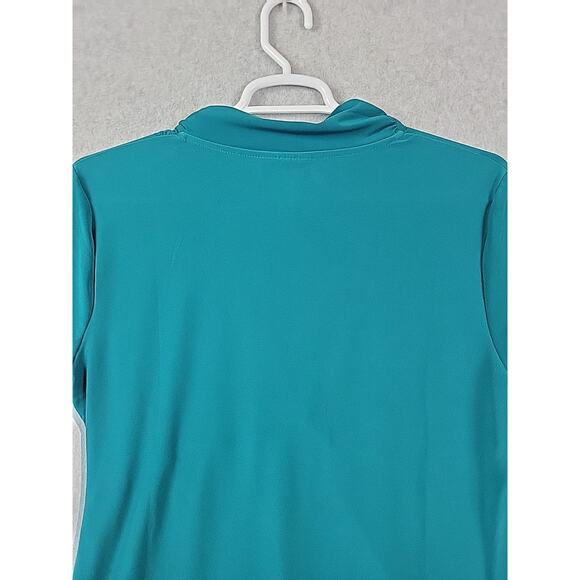DKNY Teal Green Short Sleeve Ruched V Neck Stretch Career Blouse Womens Plus XXL - Picture 7 of 12